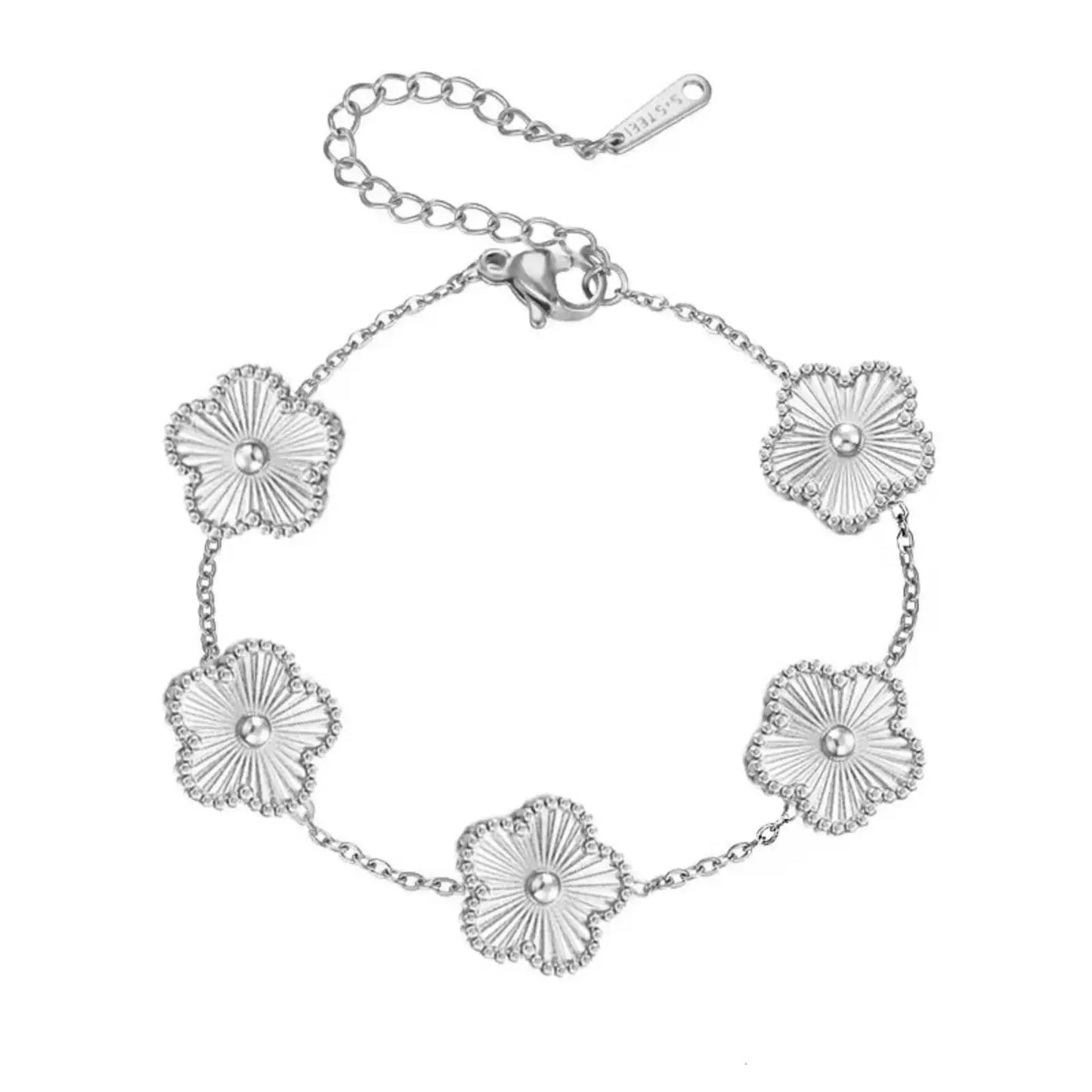 Four-leaf Clover Five-leaf Flower Charm Bracelet For Women Girls Wedding Stainless Steel Jewelry Gift