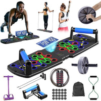 Foldable Push Up Board with Resistance Bands 30 in 1 Portable Clingman Pushup Board Fitness Equipment Sets Pushup Handles for Floor Perfect Push Up Bars Workout Board Push Up Board Home Gym
