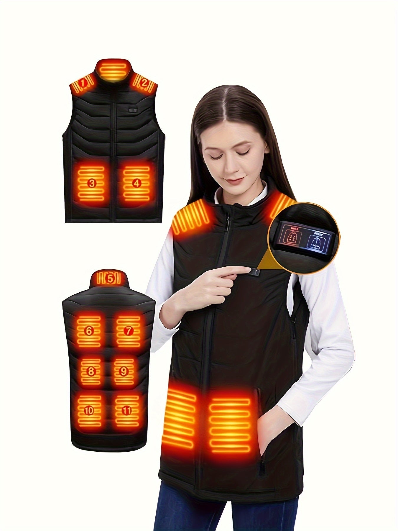 Men's/Women's 11 zone heated jacket, 3 gear heating and cycling. Great for all outdoor activities!