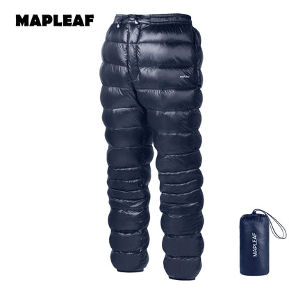 MAPLEAF Down Pants Ultralight Warm Down Trousers 800FP Winter Snow Pants Windproof Waterproof Ski Pants Camping Hiking Trousers