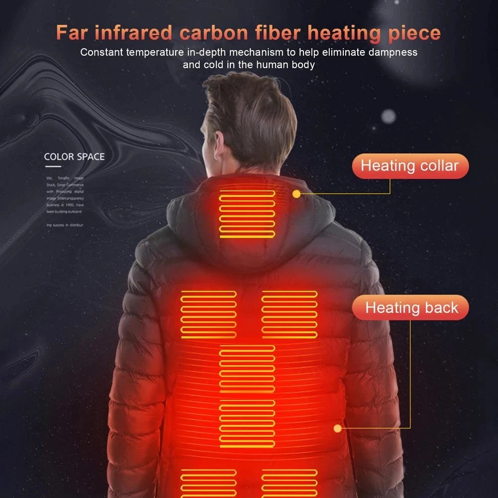 Men Heated Jacket USB Winter Outdoor Electric Heating male bobojaco Warm Sprots Thermal Coat Clothing Heatable men's parka