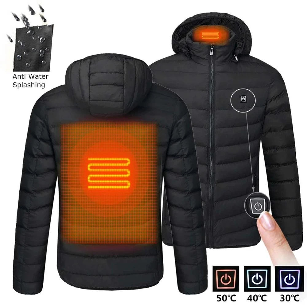 Men Heated Jacket USB Winter Outdoor Electric Heating male bobojaco Warm Sprots Thermal Coat Clothing Heatable men's parka
