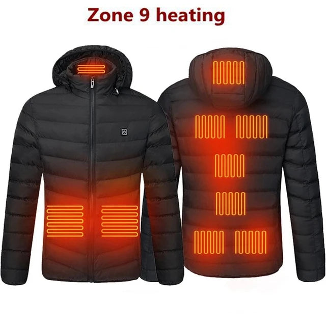 Men Heated Jacket USB Winter Outdoor Electric Heating male bobojaco Warm Sprots Thermal Coat Clothing Heatable men's parka