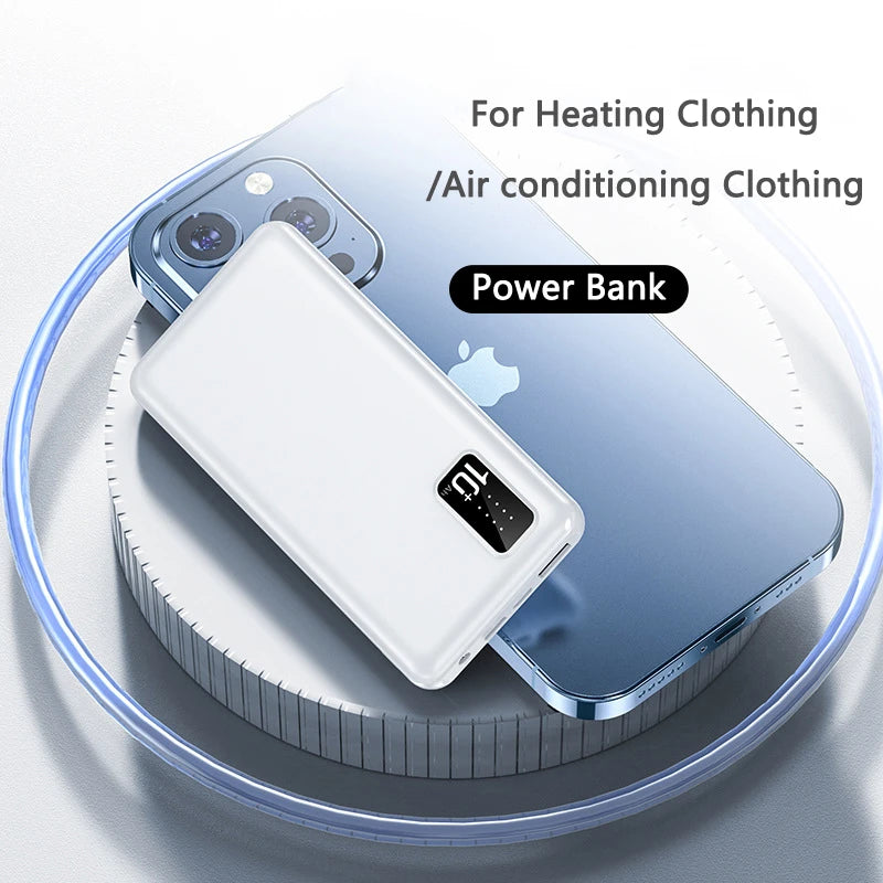 20000mAh Heated Vest Jacket Power BankExternal Battery Pack for iPhone 16 15 Xiaomi Mi Portable Charger Powerbank Spare Battery