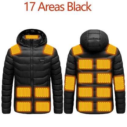 Men Heated Jacket USB Winter Outdoor Electric Heating male bobojaco Warm Sprots Thermal Coat Clothing Heatable men's parka