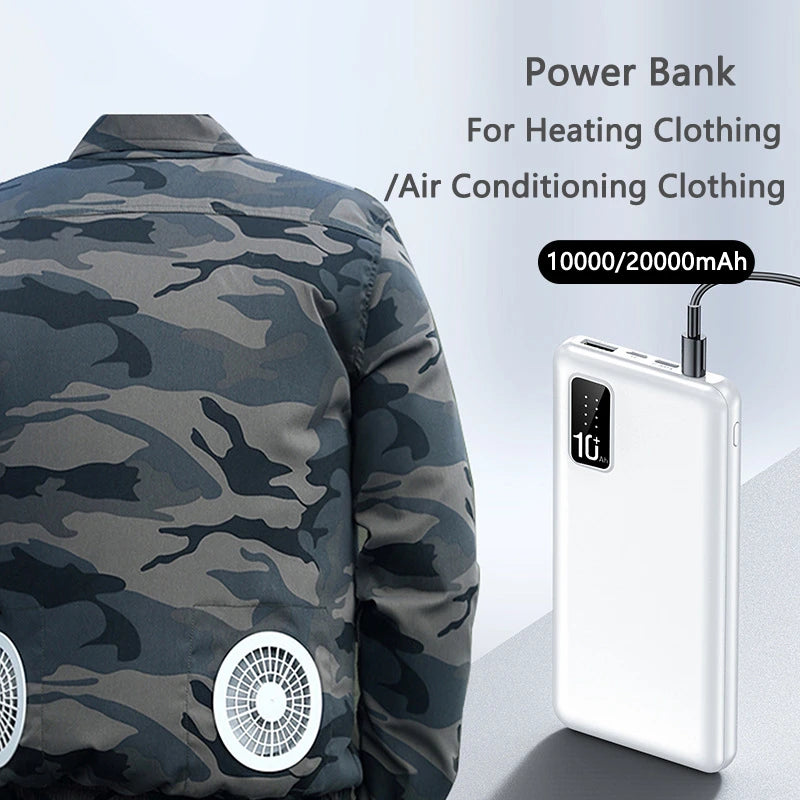 20000mAh Heated Vest Jacket Power BankExternal Battery Pack for iPhone 16 15 Xiaomi Mi Portable Charger Powerbank Spare Battery