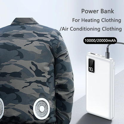20000mAh Heated Vest Jacket Power BankExternal Battery Pack for iPhone 16 15 Xiaomi Mi Portable Charger Powerbank Spare Battery