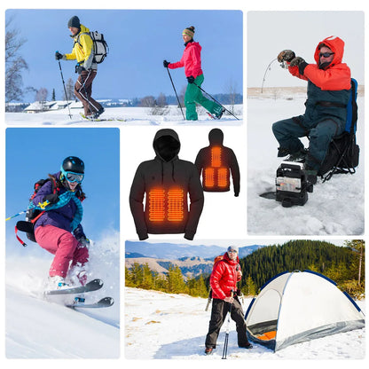 5 Heating Zones Heated Jacket Men Women Vintage Gothic Cozy USB Rechargeable Long Sleeve Streetwear Loose Coats Soft 3 Levels