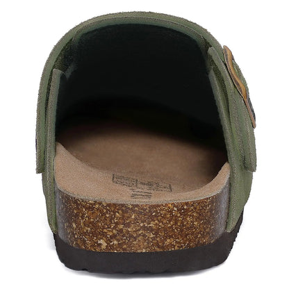 Asgard Women's Genuine Leather Clogs Soft Cork Footbed Cow Suede Mules With Adjustable Strap Fashion Comfort Slip on Slippers