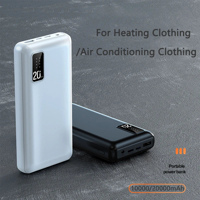 20000mAh Heated Vest Jacket Power BankExternal Battery Pack for iPhone 16 15 Xiaomi Mi Portable Charger Powerbank Spare Battery