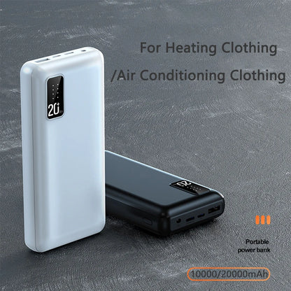 20000mAh Heated Vest Jacket Power BankExternal Battery Pack for iPhone 16 15 Xiaomi Mi Portable Charger Powerbank Spare Battery