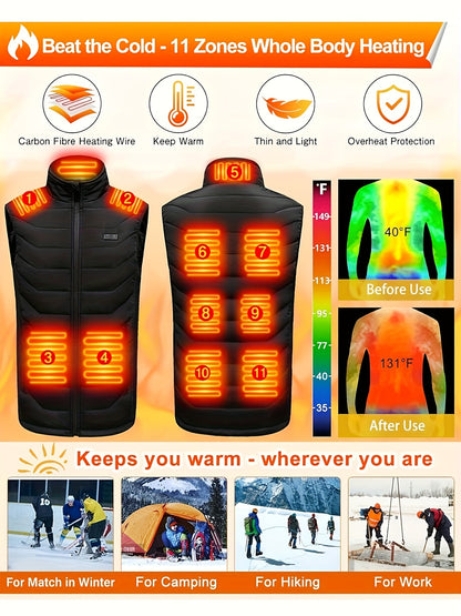 Men's/Women's 11 zone heated jacket, 3 gear heating and cycling. Great for all outdoor activities!