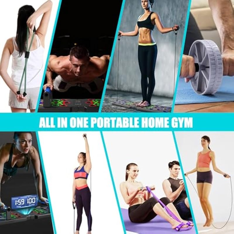 Foldable Push Up Board with Resistance Bands 30 in 1 Portable Clingman Pushup Board Fitness Equipment Sets Pushup Handles for Floor Perfect Push Up Bars Workout Board Push Up Board Home Gym