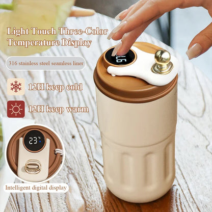 Stainless Steel Insulated Cup Display Temperature Coffee Cup Intelligent Car Mounted Water Cup Gift Drinking Tool